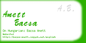 anett bacsa business card